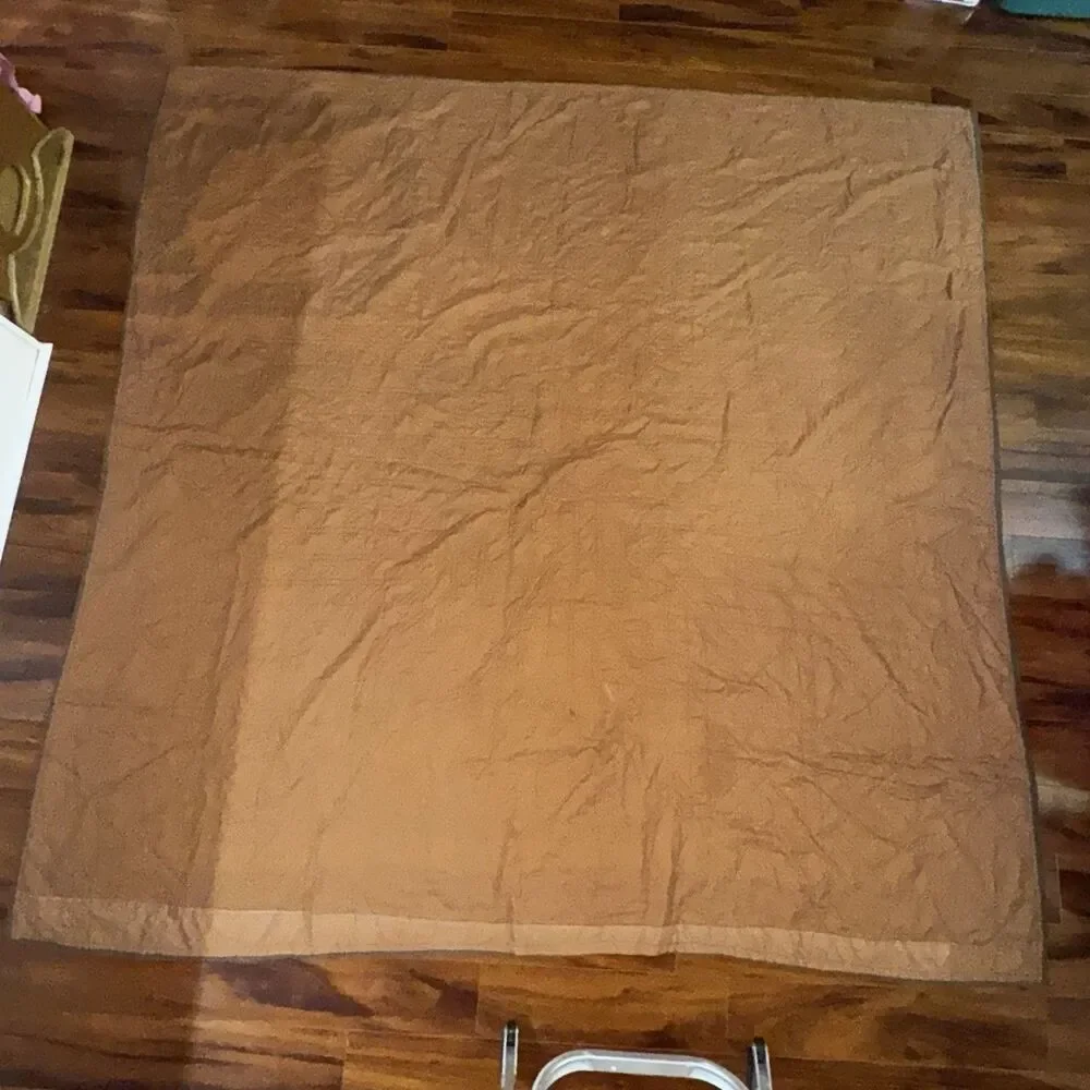 Vintage Handmade Lone Star Quilt Brown Orange Hand Quilted Bedspread Queen Large